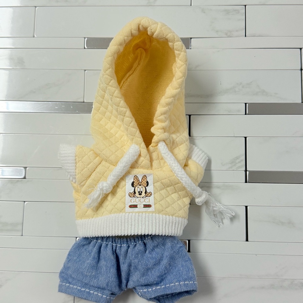 Labubu clothes Yellow Hoodie & shorts  Outfit for Pop marts Labubu doll. New